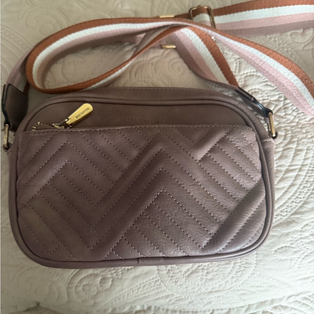 Bostanten Quilted Crossbody Beige color with cloth strap